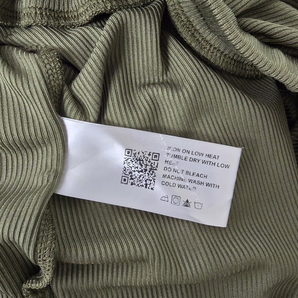 Cider Womens 1XL Ribbed Wide-leg Pant Trouser Elastic Waist Pockets Olive NWT - Picture 9 of 9